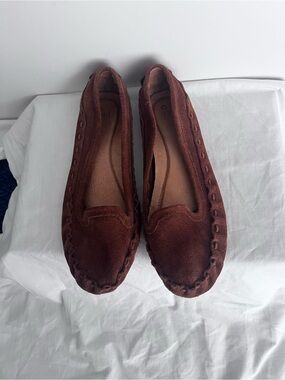 Women's Chestnut Suede Moccasin Loafers - Slip-On Comfort